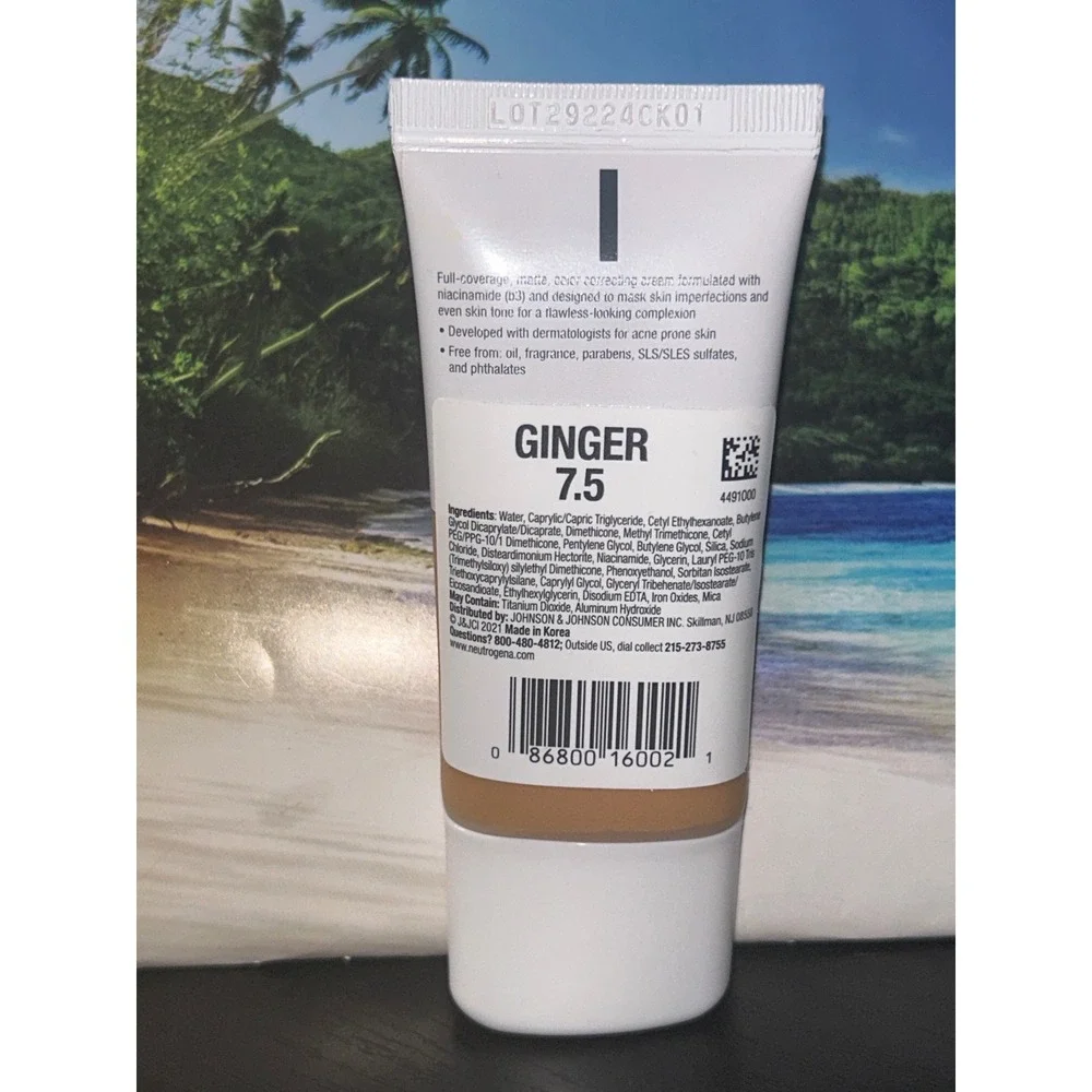 Neutrogena Clear Coverage Matte CC Cream Ginger‎ 7.5 Niacinamide 1oz NEW Sealed